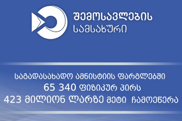 საგადასახადო ამნისტიის ფარგლებში 65 ათასზე მეტ ფიზიკურ პირს 423 მილიონ ლარზე მეტი ჩამოეწერა